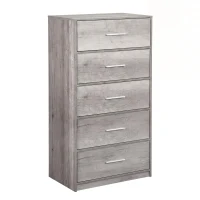 Spacious 5-Drawer Fabric Dresser with Wooden Top, Modern Storage Chest Organizer Tower for Closet, 22.5" L x 15.5" W x 43" H, Gray(m-13)