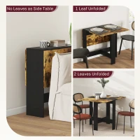 HOMCOM Drop Leaf Dining Table Wood Folding Table Multi-Use Side Table Dining Desk Space Saving Table, Rustic Brown and Black(m-5)