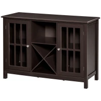 HOMCOM Sideboard, Glass Door Serving Buffet Cabinet, Liquor Cabinet with Adjustable Shelves, 12 Bottle Wine Rack for Living Room, Kitchen, Espresso(m-19)