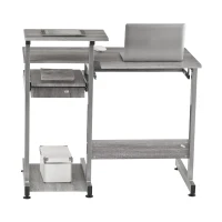 Practical Computer Desk with Slide-Out Keyboard Tray and Elevated Shelf, Ideal Workstation Table for Offices, Bedrooms, 38″ L x 22″ W x 35″ H, Gray(m-14)