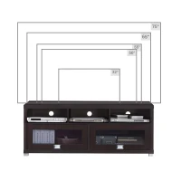 Sleek Durbin TV Stand with Glass Panel Cabinets and Cable Management, Modern Media Sideboard Cabinet for Living Room, 57" L x 15" W x 23" H, Espresso(m-6)