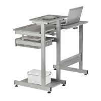 Practical Computer Desk with Slide-Out Keyboard Tray and Elevated Shelf, Ideal Workstation Table for Offices, Bedrooms, 38″ L x 22″ W x 35″ H, Gray(m-13)