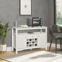 HOMCOM Coffee Bar Cabinet, Modern Sideboard Buffet Cabinet, Wine Cabinet with Drawer and 12-Bottle Wine Rack for Living Room, White(m-2)