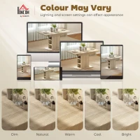 HOMCOM Extendable Dining Table for 4-6 People, 43.3"-51.2" Kitchen Table with 6 Open Shelves, Natural Wood(m-10)