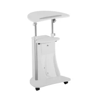 Ergonomic Sit-to-Stand Laptop Cart with Tilting Panel, Storage-Equipped Laptop Stand for Offices, 21.5″ L x 17″ W x 31.5″ H, White(m-10)