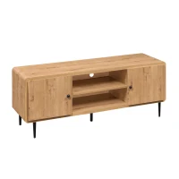 Stylish Mid-Century TV Stand with Cable Management Hole, Modern Media Entertainment Console Cabinet for Living Room, 55" L x 16" W x 21" H, Oak(m-10)