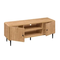 Stylish Mid-Century TV Stand with Cable Management Hole, Modern Media Entertainment Console Cabinet for Living Room, 55" L x 16" W x 21" H, Oak(m-11)
