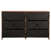 Versatile 6-Drawer Dresser with Water-Resistant Top, Ideal Storage Chest for Bedrooms, Playrooms, Entryways, 44.5" L x 16" W x 26.5" H, Walnut(m-13)