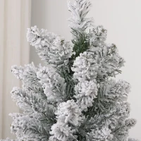 HOMCOM 6ft Artificial Christmas Tree, Snow Flocked Branches, Metal Base, Pencil Xmas Tree(m-9)