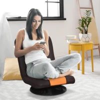 HOMCOM 360 Degree Swivel Video Gaming Chair, Folding Floor Sofa 5-Position Adjustable Lazy Chair, Orange(m-2)