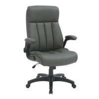 Leather Executive Chair with Ergonomic Curved Back, Versatile Desk Chair for Study Rooms, Conference Rooms, 28.5" L x 28" W x 44.5" H, Gray(m-6)