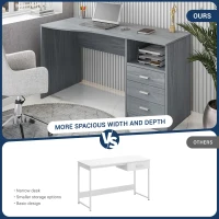 Classic Computer Desk with 3 Drawers and Side Shelf, Modern Contoured Workstation Table for Home Office Studio, 51" L x 23.5" W x 29.5" H, WengeGrey(m-5)