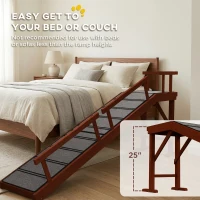 PawHut Wooden Dog Ramp with Removable Guardrails, Non-Slip Surface, 73" Long, Brown(m-7)