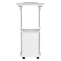 Practical Laptop Cart with Adjustable Tilting Panel, Mobile Workstation for Home Offices, Classrooms, or Bedside, 23.5″ L x 15.5″ W x 31.5″ H, White(m-11)