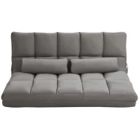 HOMCOM Recliner Sofa, Convertible Floor Sofa Chair with 2 Pillows, Adjustable Backrest and Headrest, Dark Gray(m-1)
