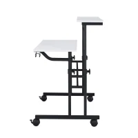 Mobile Writing Desk with Height Adjustment and Headphone Hook, Compact Worktable for Offices and Study Rooms, 35″ L x 23.5″ W x 28″ H, White(m-11)