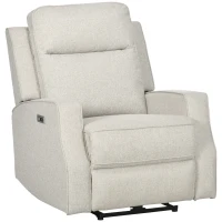 HOMCOM Electric Power Recliner, Wall Hugger Armchair with USB Charging Station, Sofa Recliner with Linen Upholstered Seat and Retractable Footrest, Cream White(m-1)