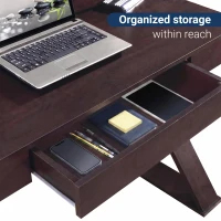 Trendy Writing Desk with Center Storage Drawer and X-Shaped Legs, Modern Home Office Computer Desk for Workspace, 47" L x 22" W x 30" H, Espresso(m-7)