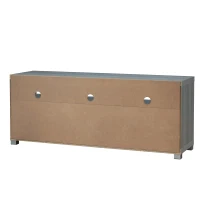 Sleek Durbin TV Stand with Glass Panel Cabinets and Cable Management, Modern Media Sideboard Cabinet for Living Room, 57" L x 15" W x 23" H, Grey(m-12)