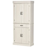HOMCOM 71" Freestanding Kitchen Pantry Cabinet, Tall Storage Cabinet with 4 Doors and Drawer for Dining Room, Ivory(m-11)