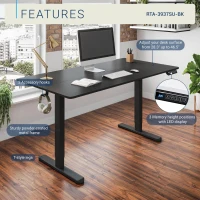 Sleek Electric Standing Desk with Memory Presets and Hooks, Height Adjustable Sit to Stand Computer Desk for Home Office, 47.5'' L x 23.5'' W x 28'' H, Black(m-4)