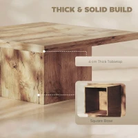 HOMCOM Square Coffee Table, Center Table with 1.6" Thick Tabletop, Light Brown(m-5)