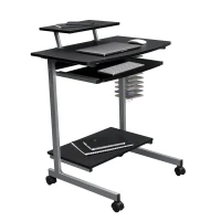 Compact Computer Cart with Adjustable Shelf and Slide-Out Keyboard, Space-Saving Desk for Dorms, 28.5" L x 20.5" W x 35.5" H, Black(m-13)