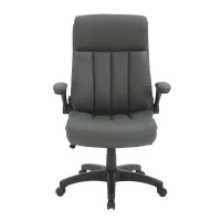 Leather Executive Chair with Ergonomic Curved Back, Versatile Desk Chair for Study Rooms, Conference Rooms, 28.5" L x 28" W x 44.5" H, Gray(m-2)