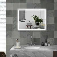 HOMCOM 32" x 24" Bathroom Mirror with LED Lights, Dimmable Makeup Mirror, Vanity Mirror with 3 Colors, Smart Touch, Anti-Fog(m-2)