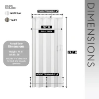Sleek Foldable Accordion Door with Double-Walled Panels, Space-Saving Interior PVC Sliding Door for Bedroom and Closet, 36" L x 1" W x 80" H, Taupe(m-3)