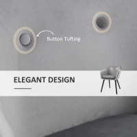 HOMCOM Modern Dining Chairs Set of 2, Kitchen Chairs Upholstered Fabric Velvet-Touch, Backrest and Armrests, Kitchen Counter Dining Room, Grey(m-6)