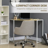 HOMCOM Space-Saving Corner Desk, Small Computer Desk with Metal Frame, Writing Desk for Home Office, Small Spaces, Natural(m-4)