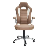 Racer-style Chair with Flip-Up Arms and TechniFlex Upholstery, Flexible Racer Seat with Locking Tilt Control, 26.5" L x 27" W x 47" H, Camel(m-2)
