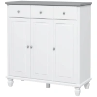 HOMCOM Modern Sideboard Buffet Cabinet with 3 Storage Drawers and 3 Doors for Living Room, Dining Room, White(m-11)