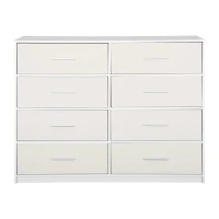 Roomy 8-Drawer Dresser with Water-Resistant Top, Ideal Storage Chest for Bedrooms, Living Rooms, TV Stand, 44.5" L x 16" W x 34.5" H, White(m-2)