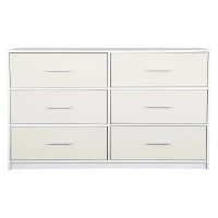 Versatile 6-Drawer Dresser with Water-Resistant Top, Ideal Storage Chest for Bedrooms, Playrooms, Entryways, 44.5" L x 16" W x 26.5" H, White(m-2)
