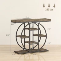 HOMCOM 39.4" Console Table with Storage Shelves, Industrial Sofa Table for Living Room, Hallway, Rustic Oak(m-3)
