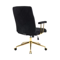 Chic Boucle Office Chair with Foam-Padded Back and Seat, Height-Adjustable Desk Chair for Studies Offices, 26" L x 26.5" W x 42.5" H, Black(m-9)
