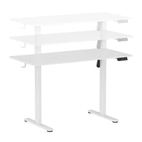 Sleek Electric Standing Desk with Memory Presets and Hooks, Height Adjustable Sit to Stand Computer Desk for Home Office, 47.5'' L x 23.5'' W x 28'' H, White(m-12)