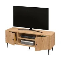 Stylish Mid-Century TV Stand with Cable Management Hole, Modern Media Entertainment Console Cabinet for Living Room, 55" L x 16" W x 21" H, Oak(m-9)
