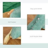 Qaba Kids Plush Ride-On Rocking Horse Triceratops-shaped Plush Toy Rocker with Realistic Sounds for Child 36-72 Months Green(m-7)