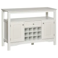 HOMCOM Coffee Bar Cabinet, Modern Sideboard Buffet Cabinet, Wine Cabinet with Drawer and 12-Bottle Wine Rack for Living Room, White(m-1)