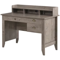 HOMCOM 47 Inches Computer Desk with Hutch, Writing Desk with Shelves and Drawers, Study Workstation for Home Office, Gray(m-1)