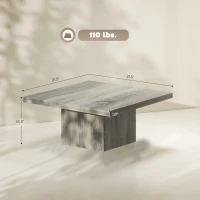 HOMCOM Square Coffee Table, Center Table with 1.6" Thick Tabletop, Gray Wood Grain(m-3)