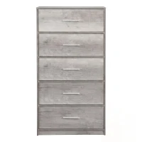 Spacious 5-Drawer Fabric Dresser with Wooden Top, Modern Storage Chest Organizer Tower for Closet, 22.5" L x 15.5" W x 43" H, Gray(m-2)