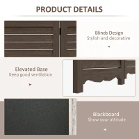 HOMCOM Wooden Room Divider with Blackboard, 4 Panel Folding Privacy Screen for Home Office, 5.5', Walnut Brown(m-6)