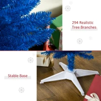 HOMCOM 5FT Decorated Christmas Tree, Pencil Christmas Tree with 294 Realistic Branch Tips and Plastic Stand, Blue(m-6)