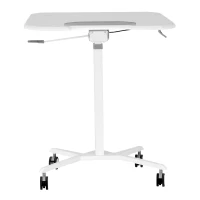 Adjustable Laptop Stand with Top Tilt Control Lever, Mobile Laptop Table for Bedrooms and Living Rooms, 27.5″ L x 18″ W x 30″ H, White(m-2)