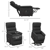 HOMCOM Power Lift Chair for Seniors, Electric Lift Recliner Chair with Remote Control, Side Pockets for Living Room, Black(m-3)
