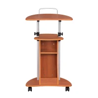 Adjustable Sit-to-Stand Laptop Cart with Dual Adjustment Knobs, Mobile Workstation for Offices, 21" L x 16″ W x 28″ H, Brown(m-2)